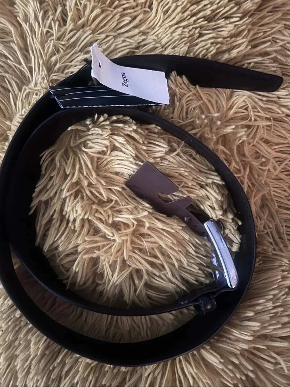 Zenga Silver Buckle Brown Leather Belt Brand New